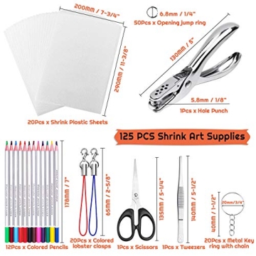 Shynek Shrinky Plastic Sheets Kit - 125Pcs Art Supplies