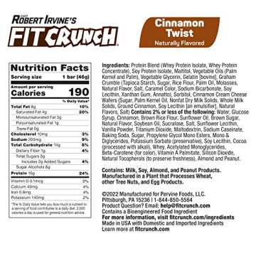 FITCRUNCH Snack Size Protein Bars, 6-Layer Baked Bar, 3g of Sugar & Soft Cake Core (9 Bars, Cinnamon Twist)
