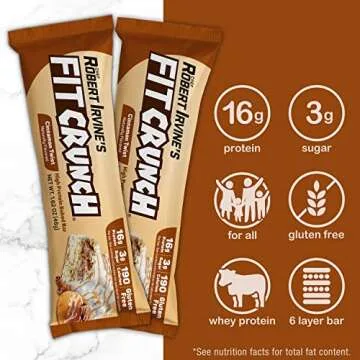 FITCRUNCH Snack Size Protein Bars, 6-Layer Baked Bar, 3g of Sugar & Soft Cake Core (9 Bars, Cinnamon Twist)