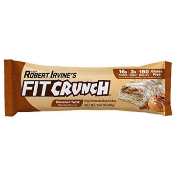 FITCRUNCH Snack Size Protein Bars, 6-Layer Baked Bar, 3g of Sugar & Soft Cake Core (9 Bars, Cinnamon Twist)