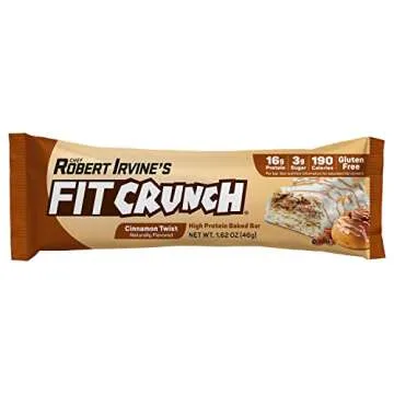 FITCRUNCH Snack Size Protein Bars, 6-Layer Baked Bar, 3g of Sugar & Soft Cake Core (9 Bars, Cinnamon Twist)