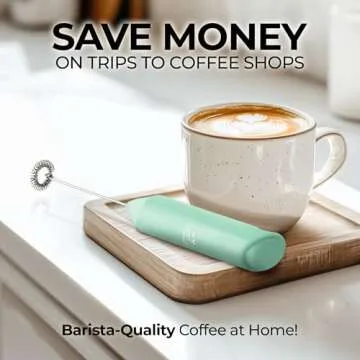 Zulay Kitchen Powerful Milk Frother Wand - Mini Milk Frother Handheld Stainless Steel - Battery Operated Drink Mixer for Coffee, Lattes, Cappuccino, Matcha - Froth Mate Milk Frother Gift - Fresh Mint