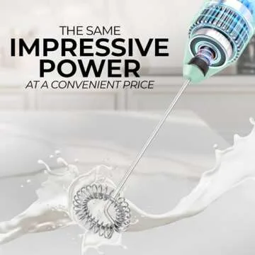 Zulay Kitchen Powerful Milk Frother Wand - Mini Milk Frother Handheld Stainless Steel - Battery Operated Drink Mixer for Coffee, Lattes, Cappuccino, Matcha - Froth Mate Milk Frother Gift - Fresh Mint