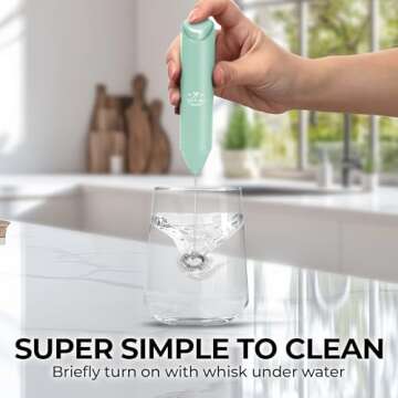 Zulay Kitchen Powerful Milk Frother Wand - Mini Milk Frother Handheld Stainless Steel - Battery Operated Drink Mixer for Coffee, Lattes, Cappuccino, Matcha - Froth Mate Milk Frother Gift - Fresh Mint
