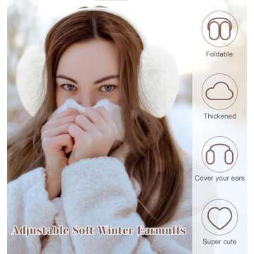 YSense Earmuffs Ear Warmers for Women Winter Fur Adjustable Foldable Ear Muffs Gifts