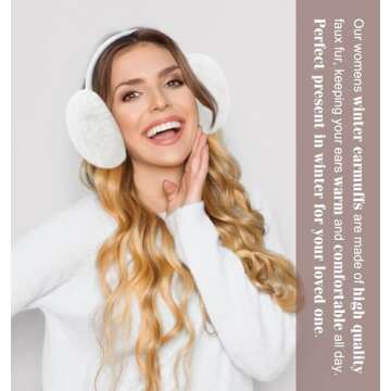YSense Earmuffs Ear Warmers for Women Winter Fur Adjustable Foldable Ear Muffs Gifts