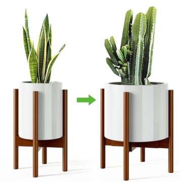 MUDEELA Adjustable Bamboo Plant Stand - Stylish Indoor Decor for 8-12 Inch Pots