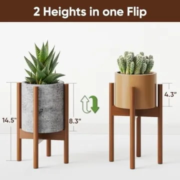 Adjustable Bamboo Plant Stand for Indoor Plants 8-12 Inch
