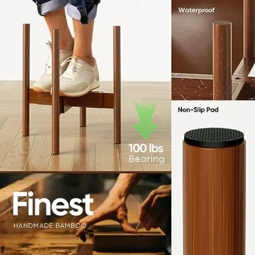 Adjustable Bamboo Plant Stand for Indoor Plants 8-12 Inch