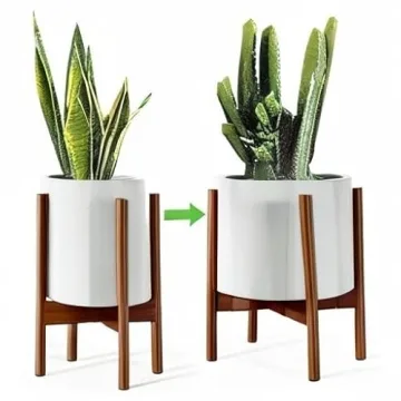 Adjustable Bamboo Plant Stand for Indoor Plants 8-12 Inch