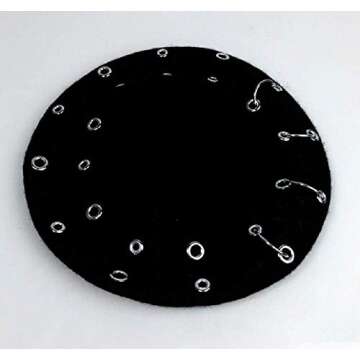 GK-O Vintage Handmade Wool Punk Iron Ring Beret Lolita Girls Painter Hat Black