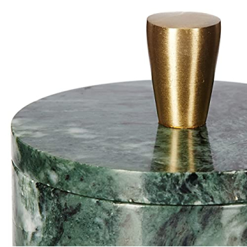 Queenza Green Marble Salt Cellar with Brass Knob 3 Inch