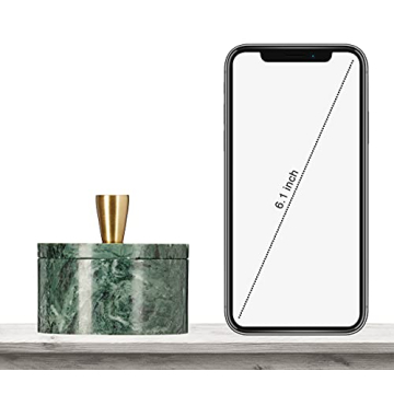 Queenza Green Marble Salt Cellar with Brass Knob 3 Inch