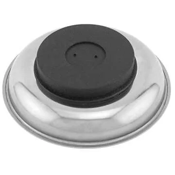 Edward Tools Round 6” Magnetic Tray - Magnetic Parts Tray for Screws, Nut, Bolts, Small Tools - Great for Mechanics, DIY - Heavy Duty Stainless Steel - Extra Strength Magnet