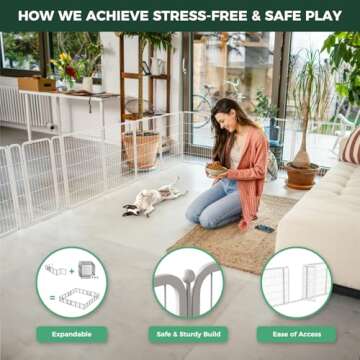 FXW Homeplus Indoor Dog Playpen - Stress-Free and Safe Play, 40 Inch 8 Panels for Puppy and Small Do...