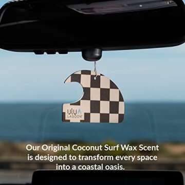 ulu Lagoon Hanging Car Air Freshener | Tropical Beach Coconut Surf Wax Scent Mini Wave | Long Lastin...
