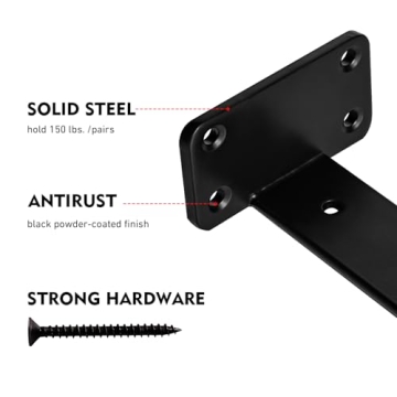 Heavy Duty Floating Shelf Brackets, 12 Inch, 6 Pack