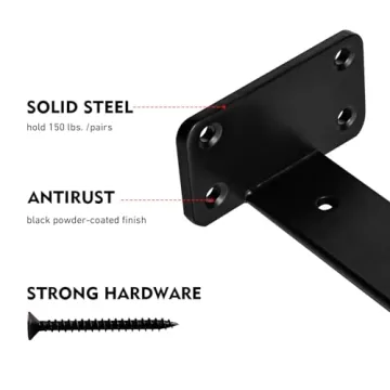 Heavy Duty Floating Shelf Brackets, 12 Inch, 6 Pack