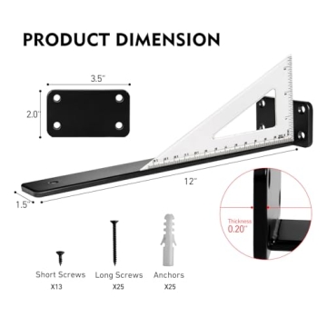 Heavy Duty Floating Shelf Brackets, 12 Inch, 6 Pack