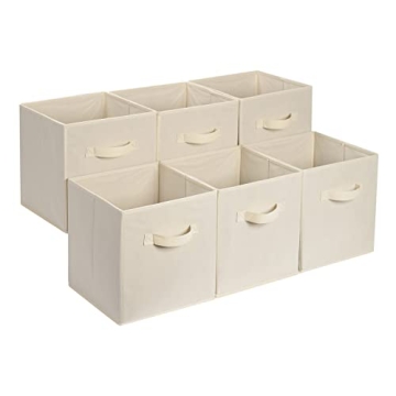 Pack of 6 Beige Collapsible Storage Bins - 13x13x13