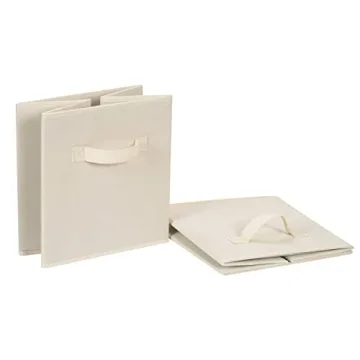 Pack of 6 Beige Collapsible Storage Bins - 13x13x13