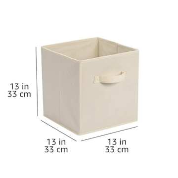 Pack of 6 Beige Collapsible Storage Bins - 13x13x13