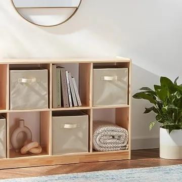 Pack of 6 Beige Collapsible Storage Bins - 13x13x13