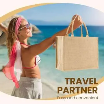 Affbei 3 Pack Burlap Tote Bag Set Jute Tote Bags with Handles Blank Large Burlap Reusable Grocery Bags Water Resistant for Shopping Party Embroidery DIY Art Crafts 15.4 x 12.2 x 5.9 Inches