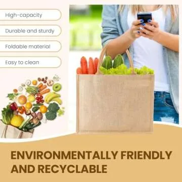 Affbei 3 Pack Burlap Tote Bag Set Jute Tote Bags with Handles Blank Large Burlap Reusable Grocery Bags Water Resistant for Shopping Party Embroidery DIY Art Crafts 15.4 x 12.2 x 5.9 Inches