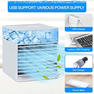 Mini Air Conditioner Portable AC Fan for Home Office
