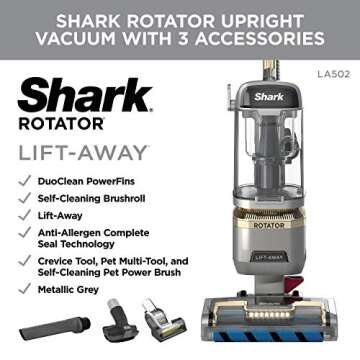 Shark LA502 Rotator Lift-Away ADV DuoClean PowerFins Upright Vacuum with Self-Cleaning Brushroll Pow...