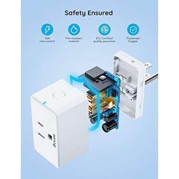 Govee Smart Plug 15A, WiFi Bluetooth Outlets 2 Pack Work with Alexa and Google Assistant, WiFi Plugs...