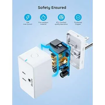 Govee Smart Plug 15A, WiFi Bluetooth Outlets 2 Pack Work with Alexa and Google Assistant, WiFi Plugs...