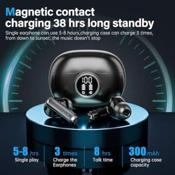 Sisism A10 Pro Wireless Earbuds - 50H Playback & Bluetooth 5.3