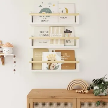 Stylish Floating Bookshelves Set for Kids' Rooms - Easy Install