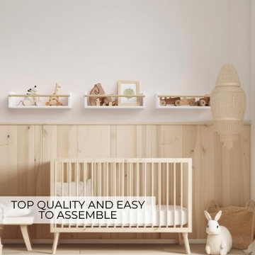 Stylish Floating Bookshelves Set for Kids' Rooms - Easy Install