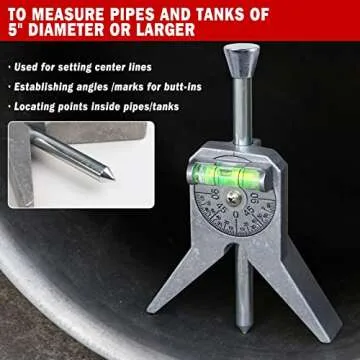 Pipe Center Finder Tool with Adjustable Protractor