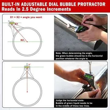 Pipe Center Finder Tool with Adjustable Protractor