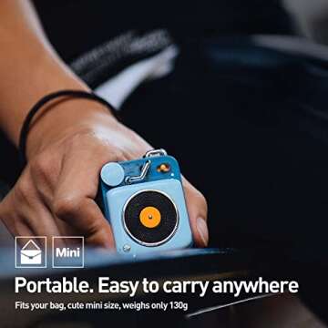 Muzen Mini Bluetooth Speaker, Button Portable Metal Small Cute Wireless Speaker, Rechargeable HiFi Loud Volume Audio Speaker with Portable Lanyard and Gift Box, Classic Retro Decor