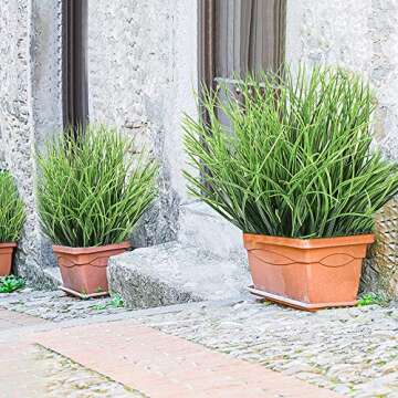 8 Bundles Artificial Grass Plants Fake Bushes Artificial Shrubs Wheat Grass Greenery for House Plastic Outdoor UV Resistant Faux Grass (Pack of 8)