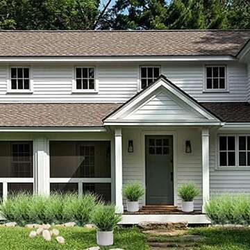 8 Bundles Artificial Grass Plants Fake Bushes Artificial Shrubs Wheat Grass Greenery for House Plastic Outdoor UV Resistant Faux Grass (Pack of 8)