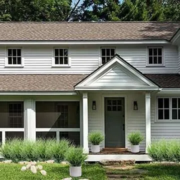 8 Bundles Artificial Grass Plants Fake Bushes Artificial Shrubs Wheat Grass Greenery for House Plastic Outdoor UV Resistant Faux Grass (Pack of 8)