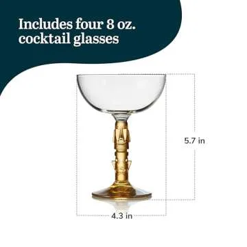 Libbey Tiki Coupe Cocktail Glasses Set of 4