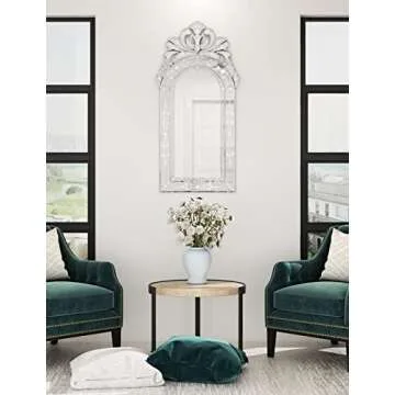 KOHROS Wall Mounted Squared Mirror, Venetian Mirror Decor for The Living Room, Bathroom, Bedroom (W 20" X H 39.5" Rectangle)