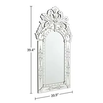 KOHROS Wall Mounted Squared Mirror, Venetian Mirror Decor for The Living Room, Bathroom, Bedroom (W 20" X H 39.5" Rectangle)