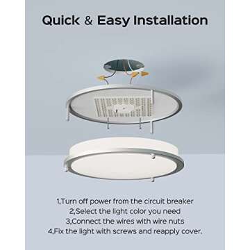 JACKYLED 13 Inch Flush Mount Ceiling Light, Brushed Nickel Ceiling Light Fixture, 3000K/3700K/4500K/5100K/6000K Dimmable Lighting for Bathroom Bedroom Kitchen Stairwell, 36W, 2 Pack