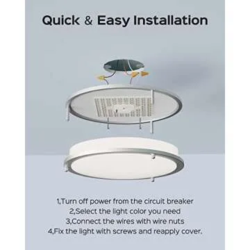 JACKYLED 13 Inch Flush Mount Ceiling Light, Brushed Nickel Ceiling Light Fixture, 3000K/3700K/4500K/5100K/6000K Dimmable Lighting for Bathroom Bedroom Kitchen Stairwell, 36W, 2 Pack