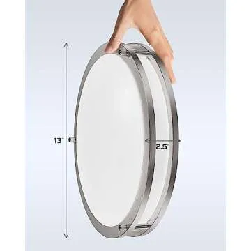 JACKYLED 13 Inch Flush Mount Ceiling Light, Brushed Nickel Ceiling Light Fixture, 3000K/3700K/4500K/5100K/6000K Dimmable Lighting for Bathroom Bedroom Kitchen Stairwell, 36W, 2 Pack