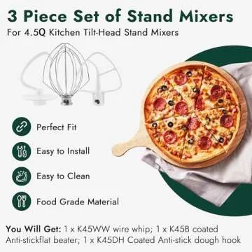 3 Pieces Stand Mixers Repair Set for Kitchen Tilt-Head Stand Mixers K45DH Dough Hook K45B Coated Fla...