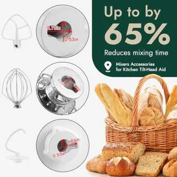 3 Pieces Stand Mixers Repair Set for Kitchen Tilt-Head Stand Mixers K45DH Dough Hook K45B Coated Flat Blade Paddle K45WW Wire Whip Replace for kitchen aid Mixers Accessories by AMI PARTS